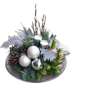 Kerst arrangement zilver